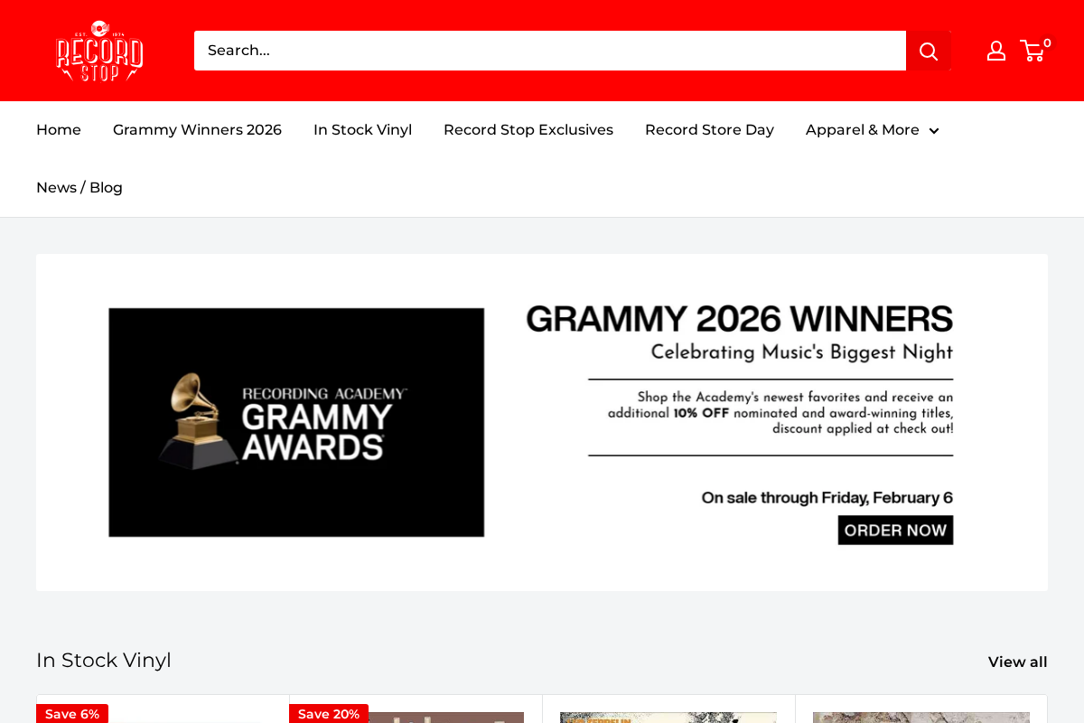 Record Stop homepage screenshot