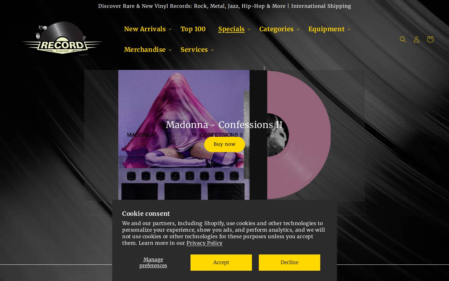 Recordpusher homepage screenshot