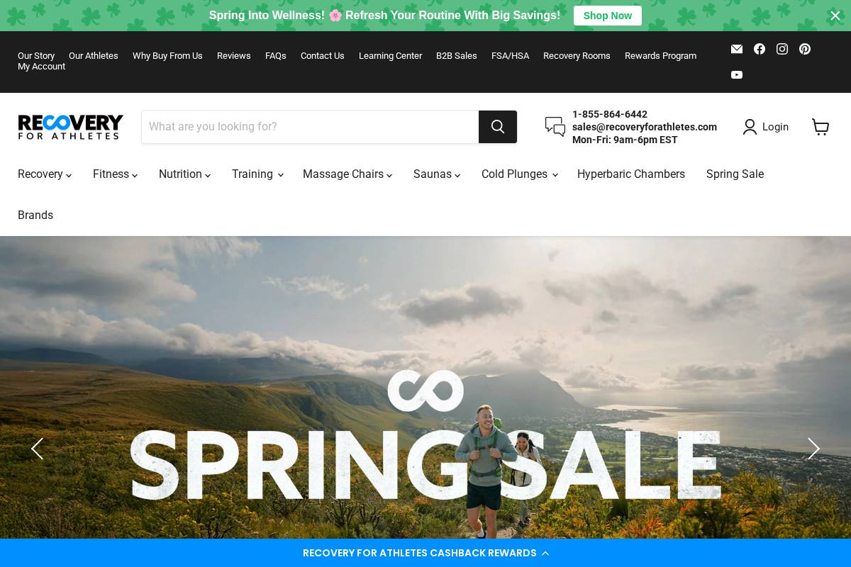 Recovery For Athletes homepage screenshot