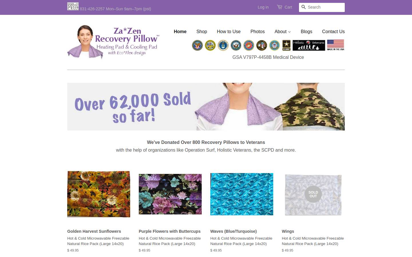 recoverypillow.com homepage screenshot
