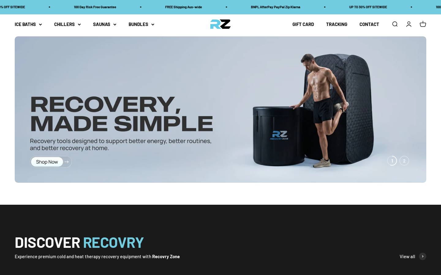 Recovryzone homepage screenshot