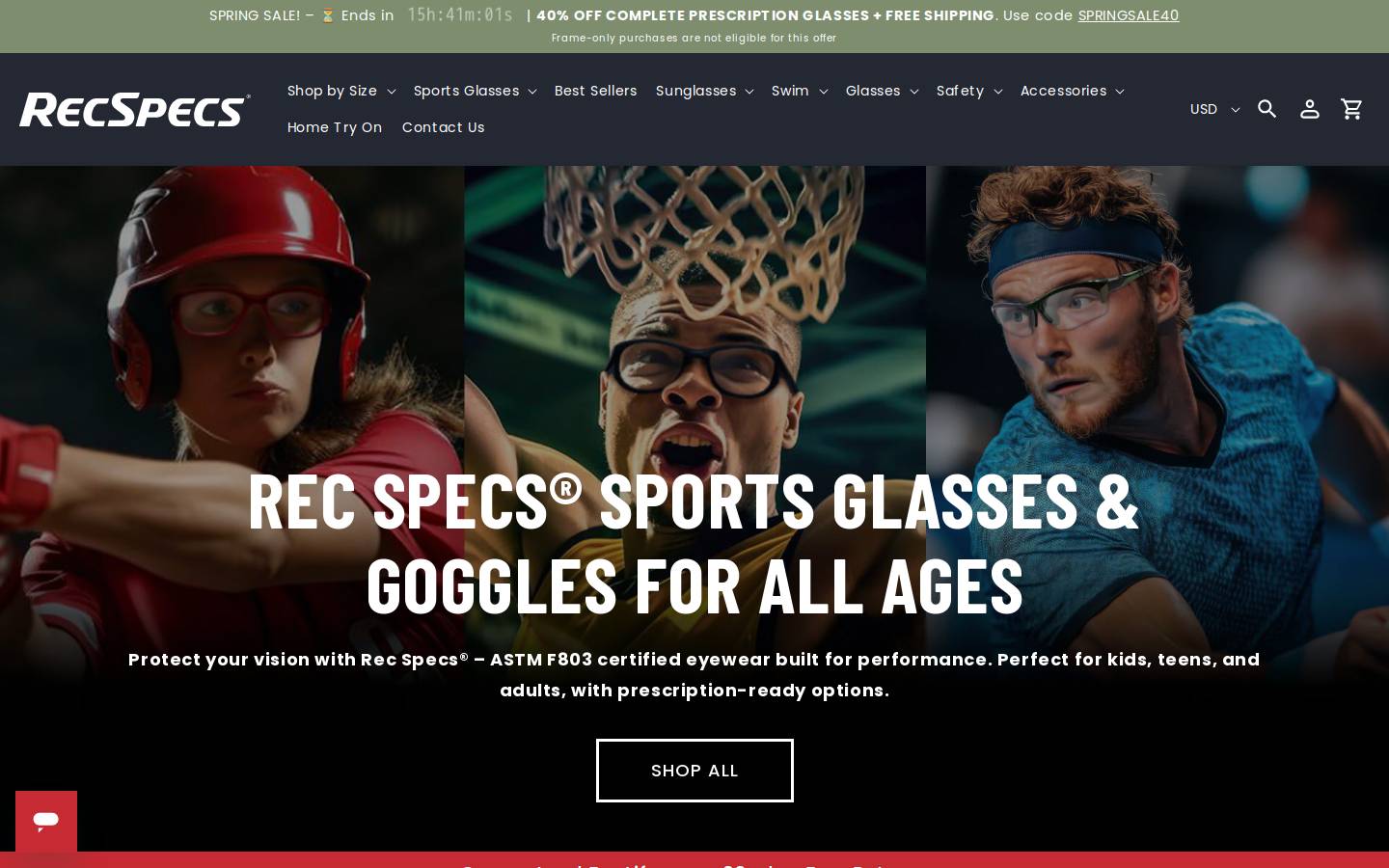 Recspecs homepage screenshot