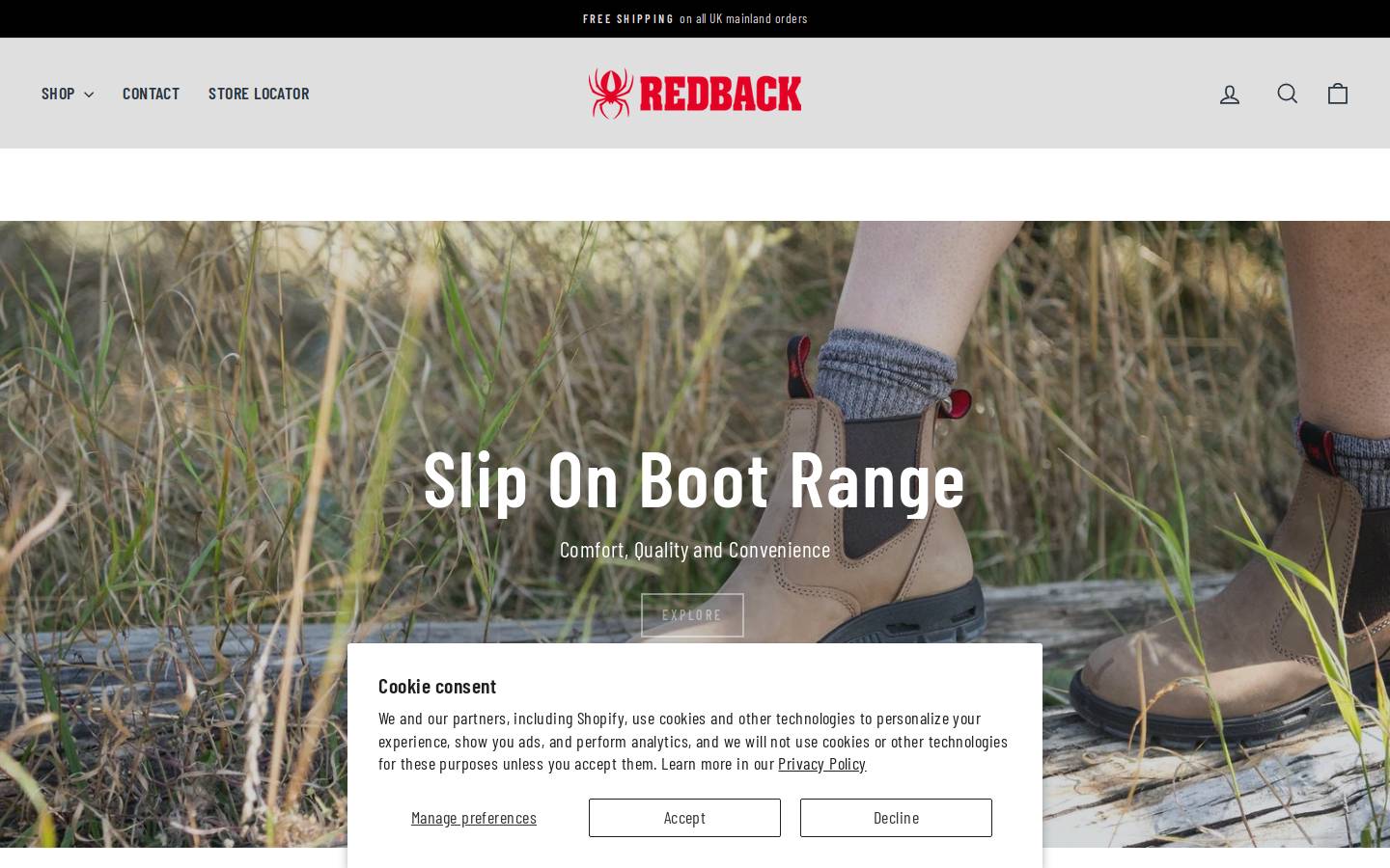 Redbackboots homepage screenshot