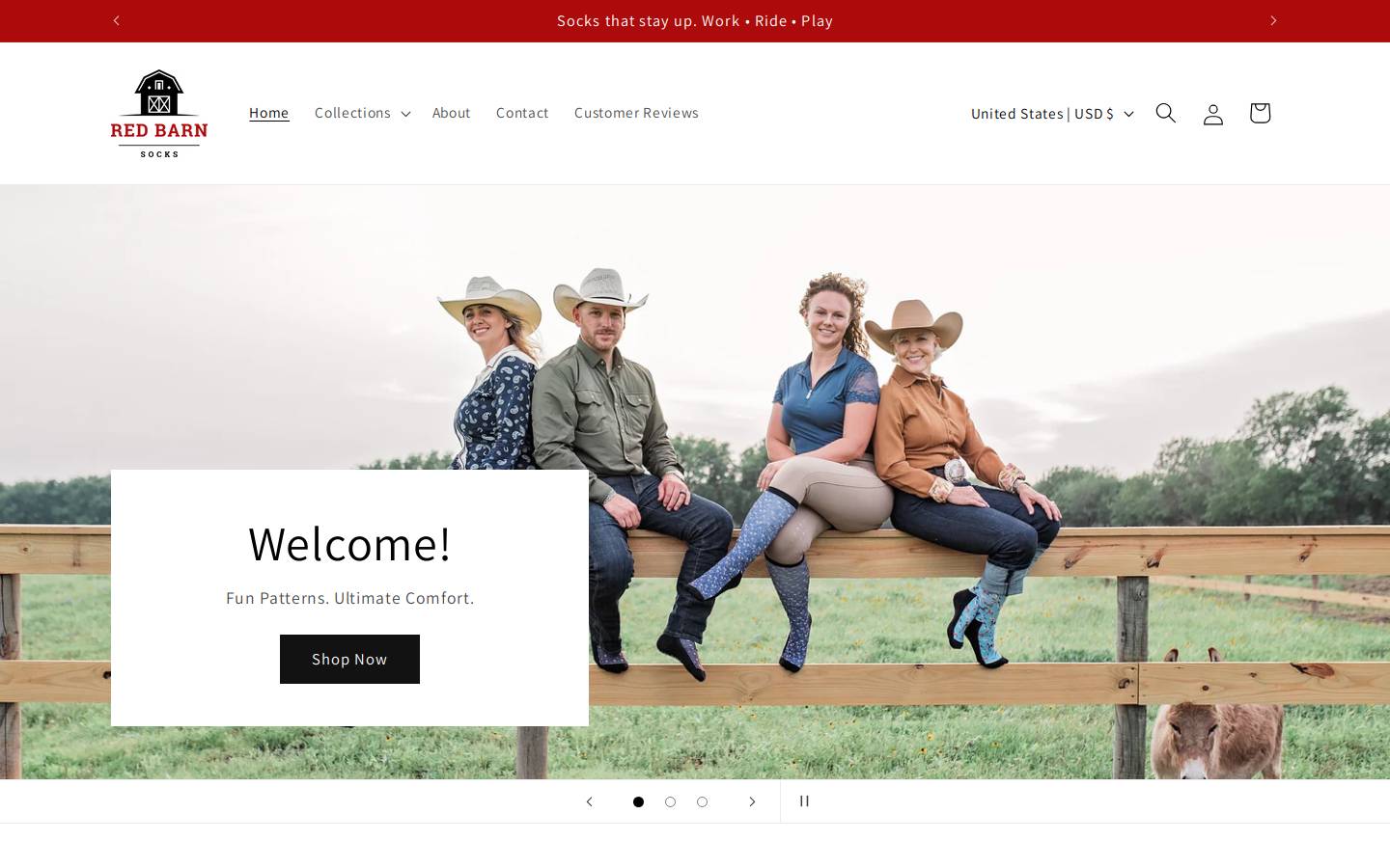 redbarnsocks.com homepage screenshot