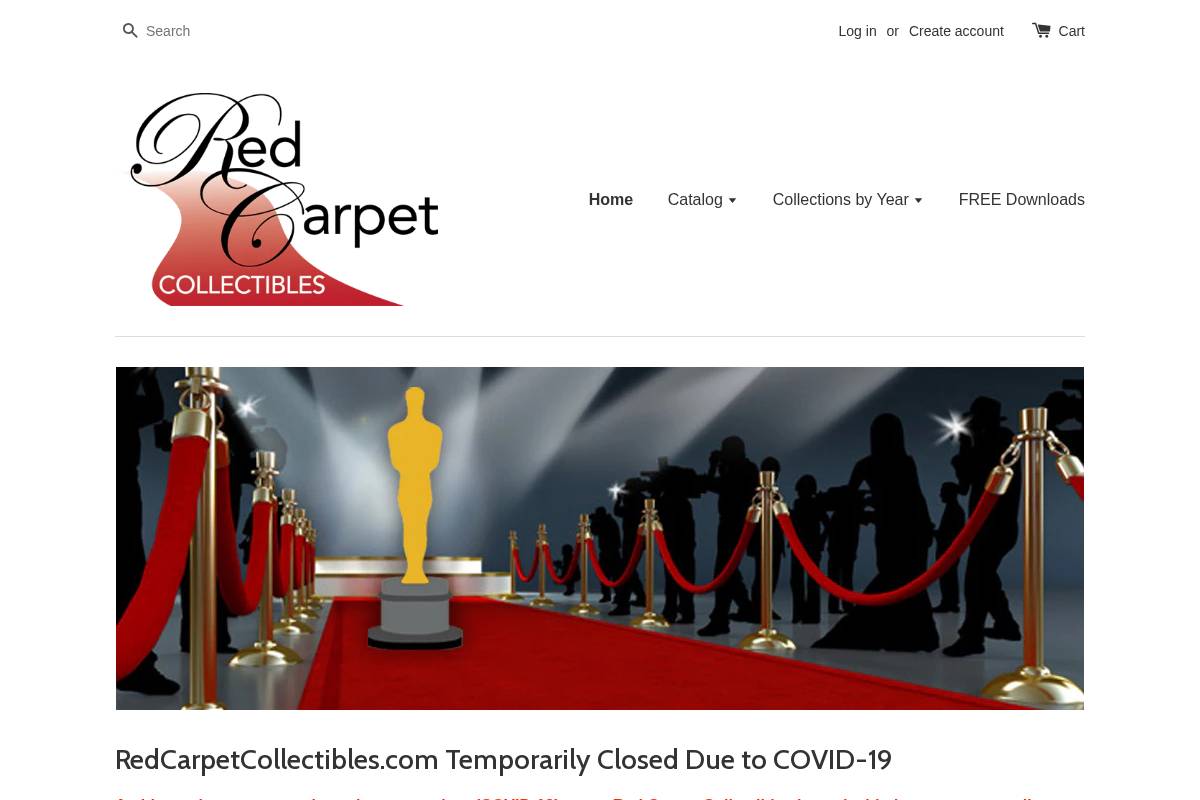 redcarpetcollectibles.com homepage screenshot