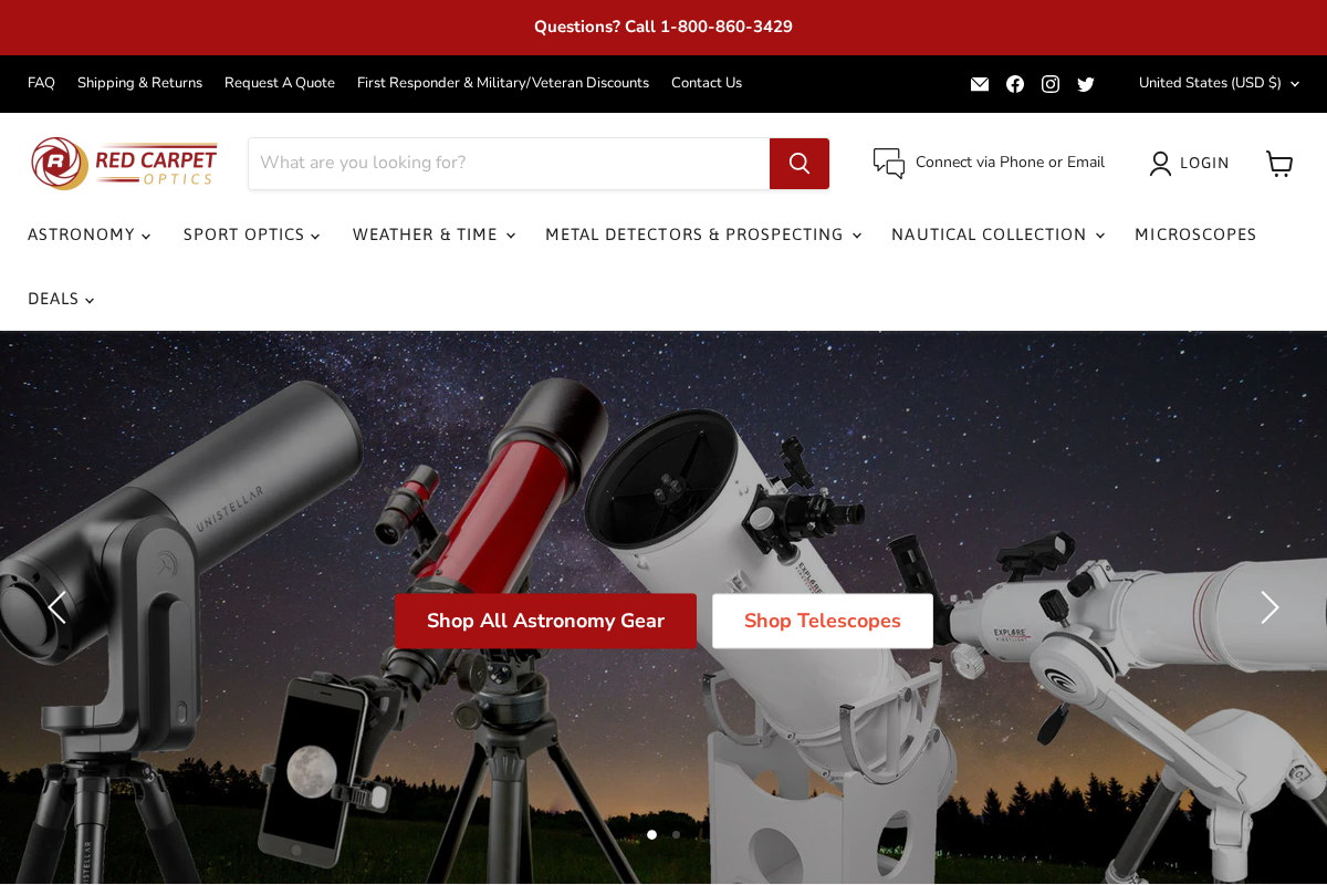 Red Carpet Optics homepage screenshot