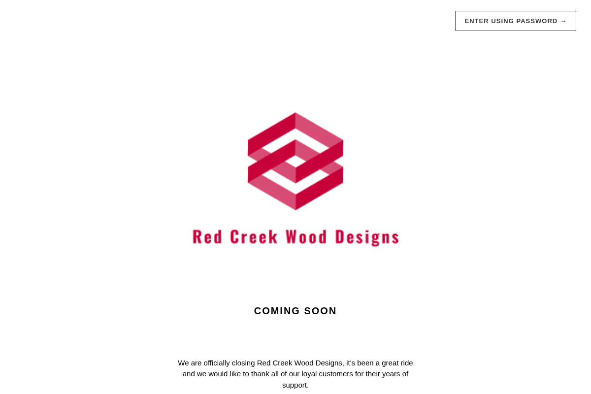 redcreekwooddesigns.com homepage screenshot