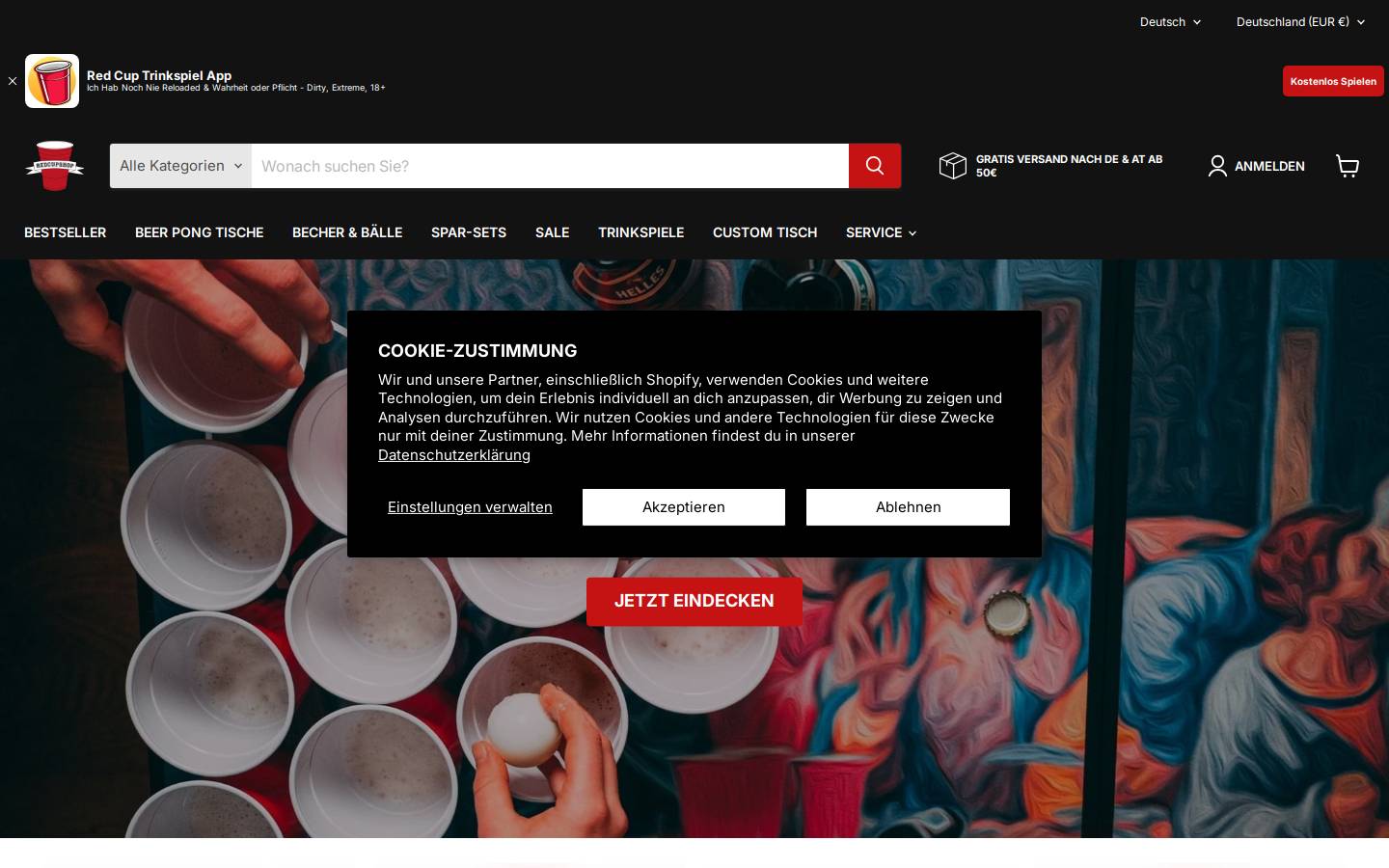 Redcupshop homepage screenshot
