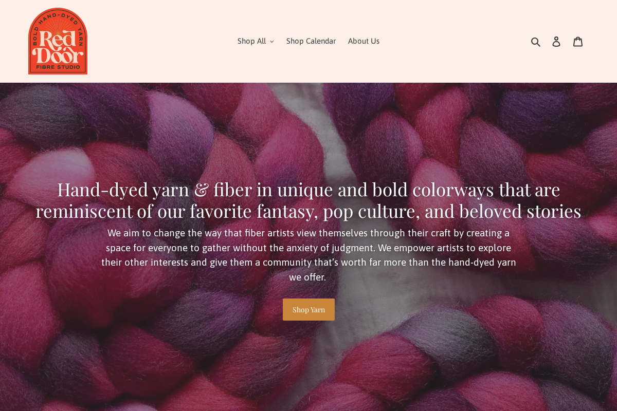 Red Door Fibre Studio homepage screenshot