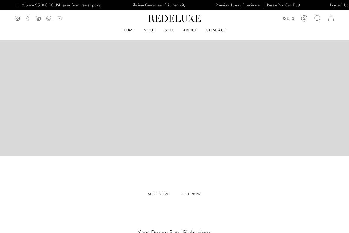 REDELUXE | Luxury Pre Owned Designer Handbags homepage screenshot