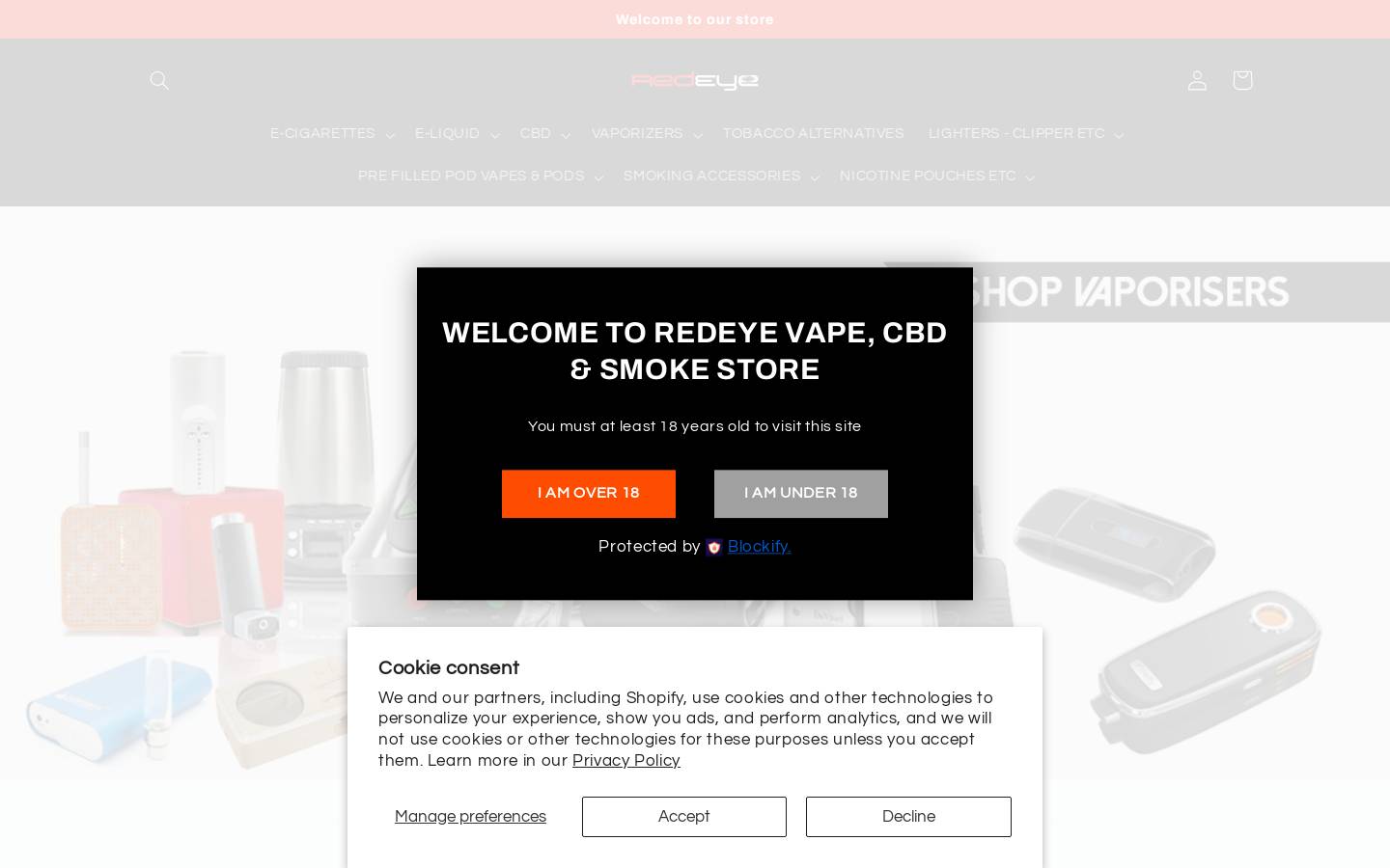 Red Eye Vape Store Brighton homepage screenshot