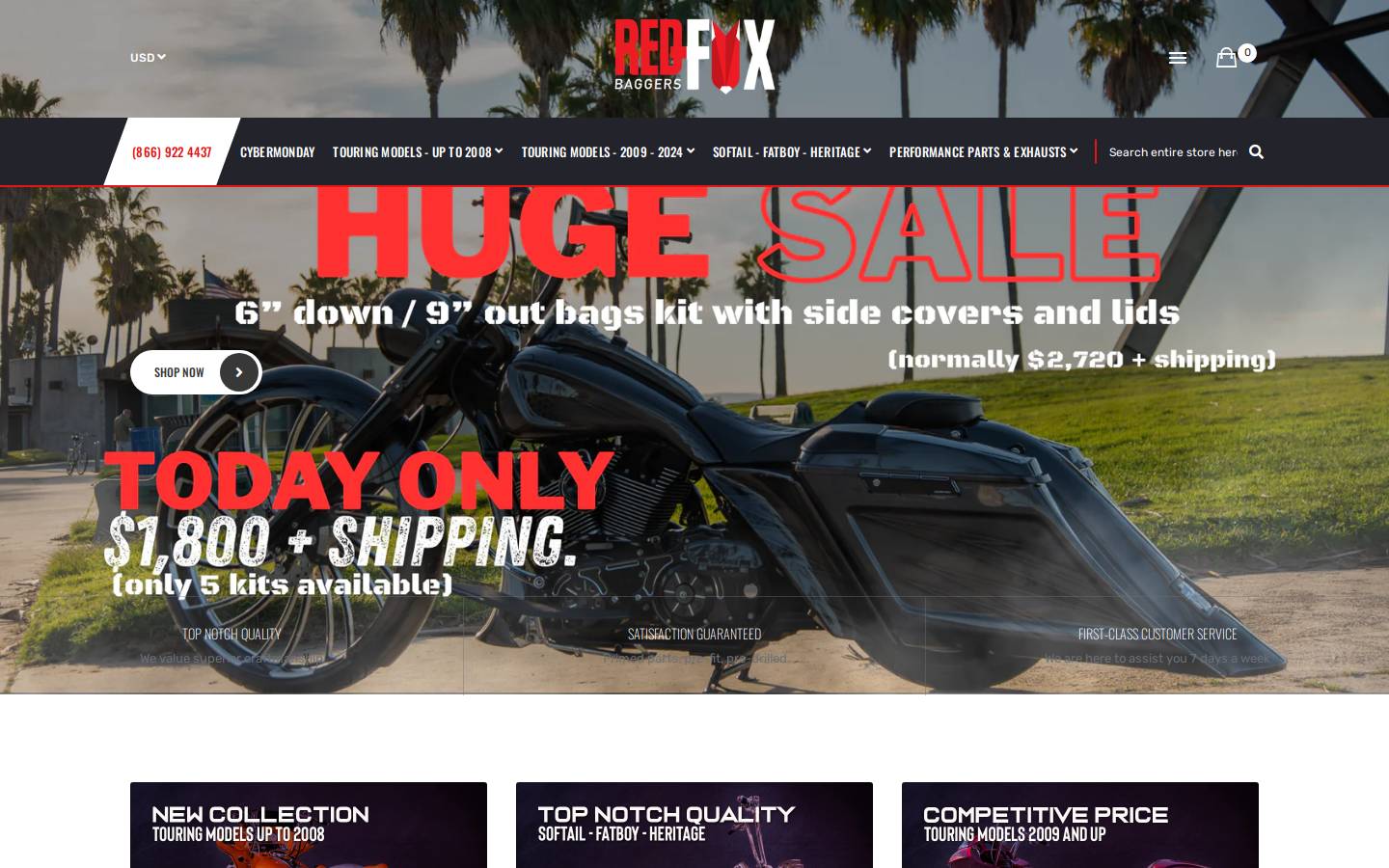 redfoxbaggers.com homepage screenshot