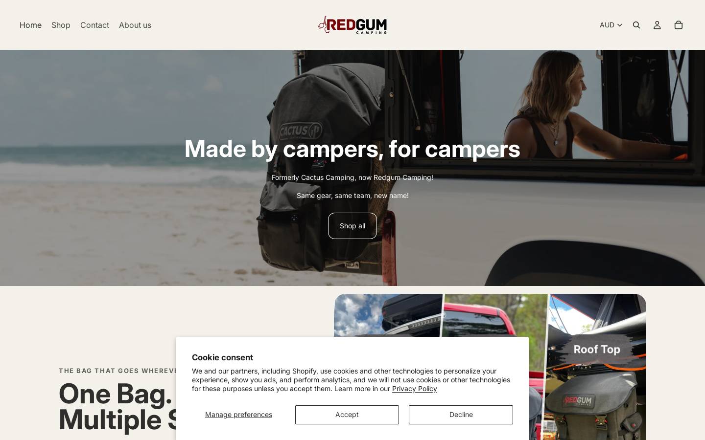 redgumcamping.com.au homepage screenshot