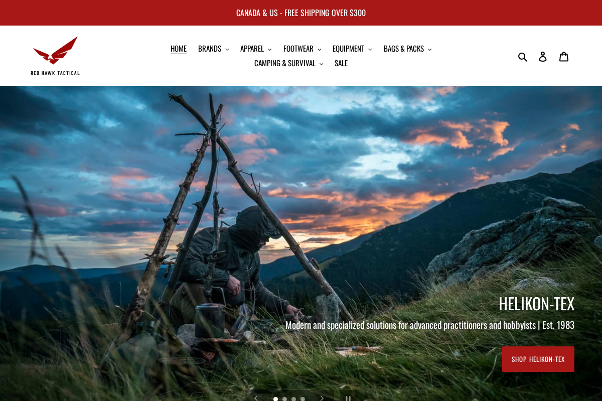 Red Hawk Tactical homepage screenshot