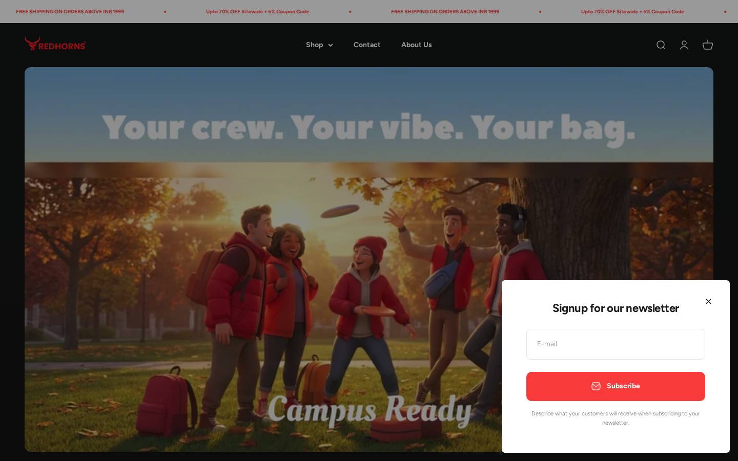 Redhorns homepage screenshot