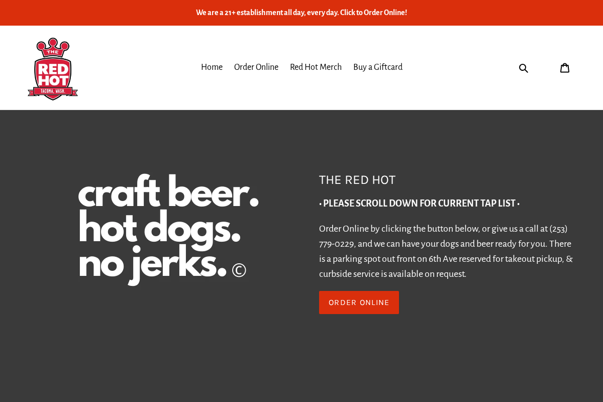 The Red Hot homepage screenshot