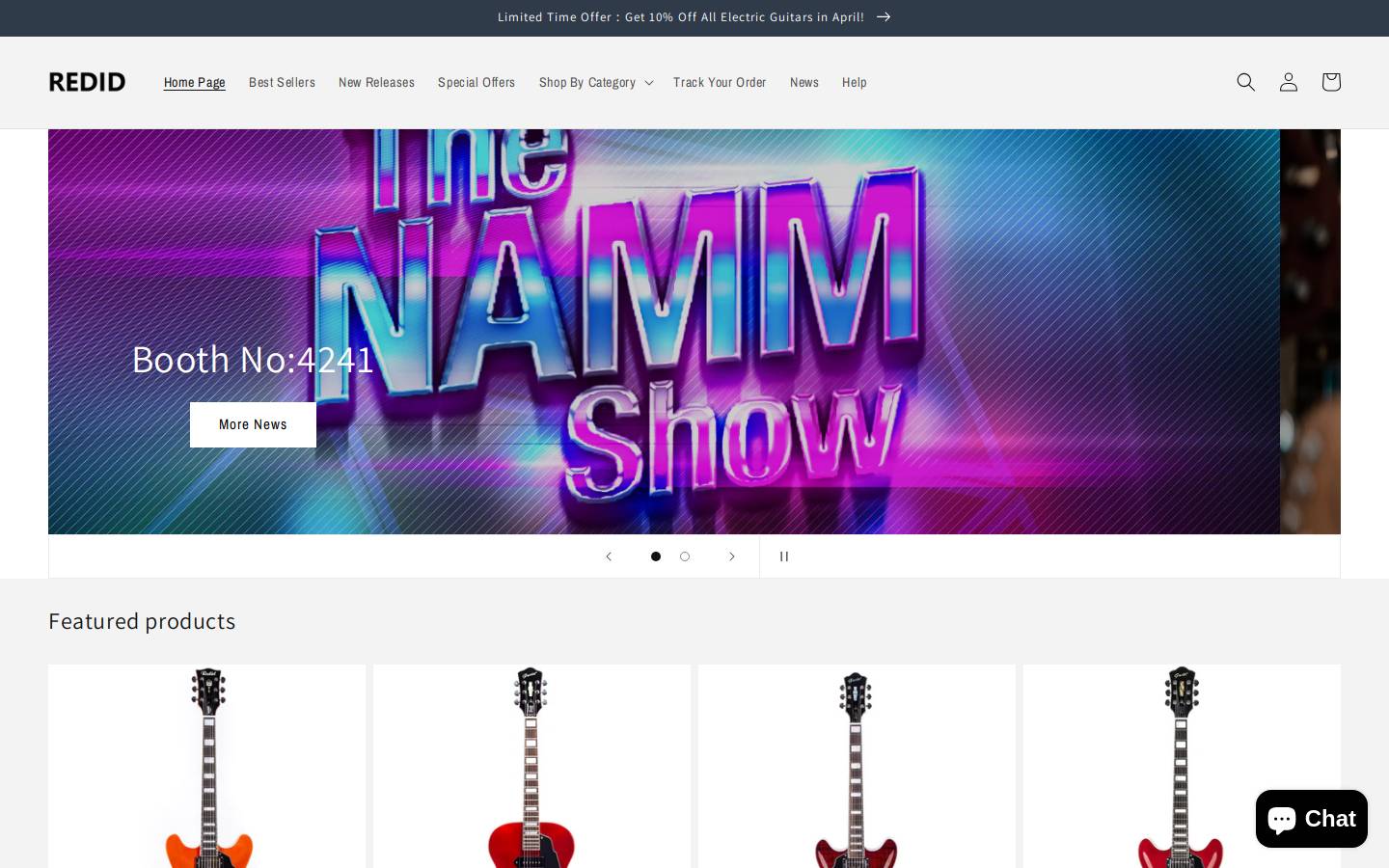 redidguitar.com homepage screenshot