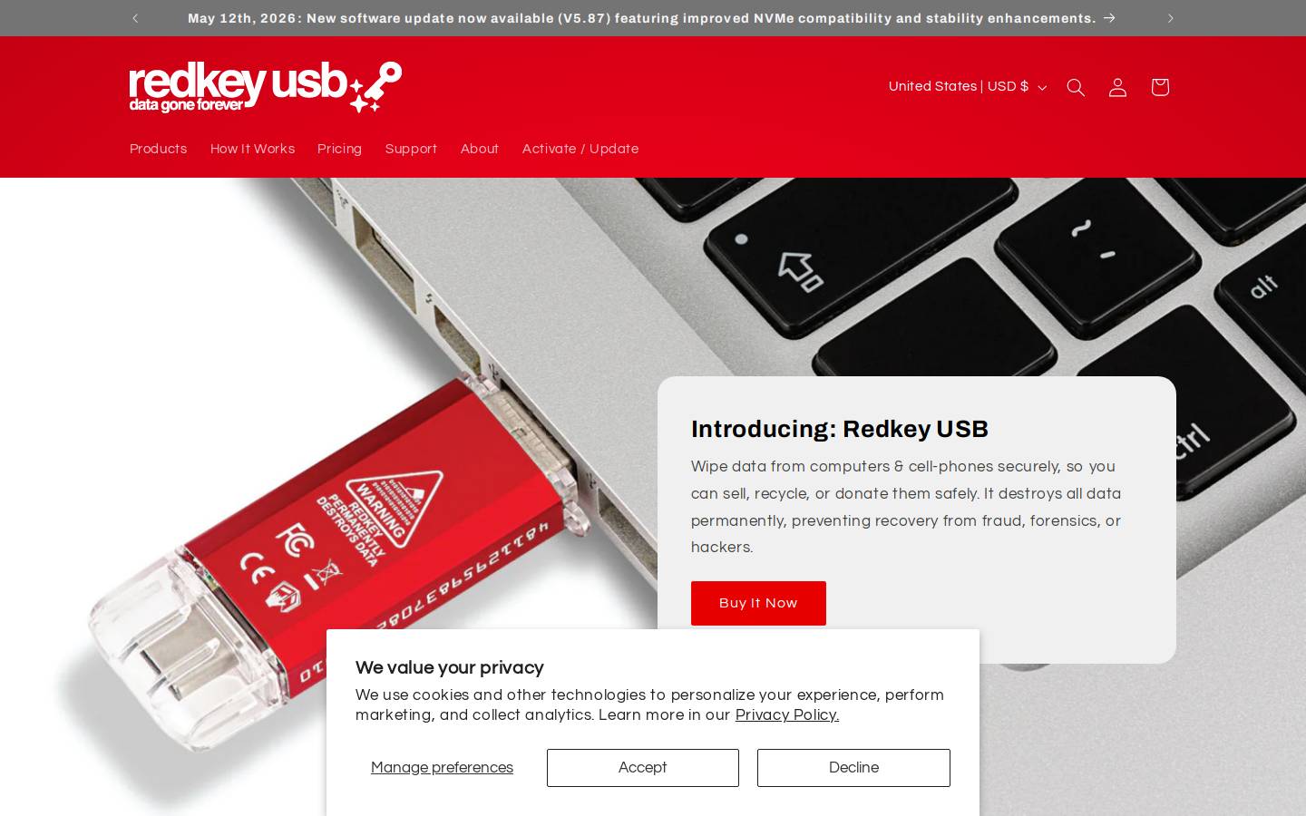 Redkey USB homepage screenshot