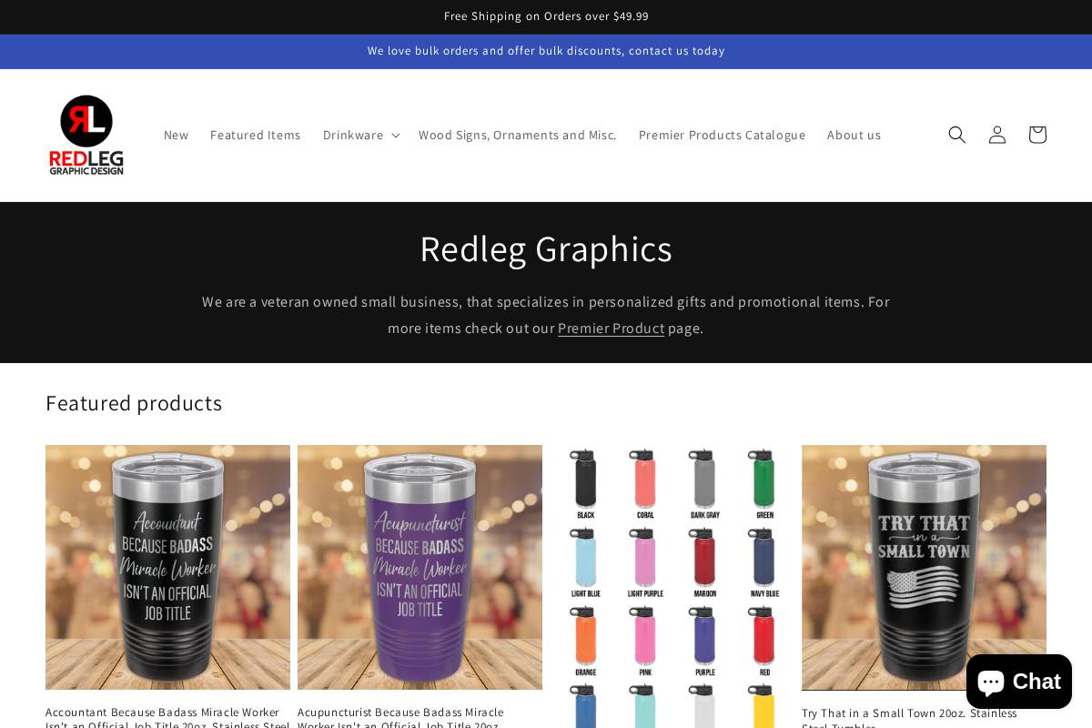 redleggraphics.com homepage screenshot