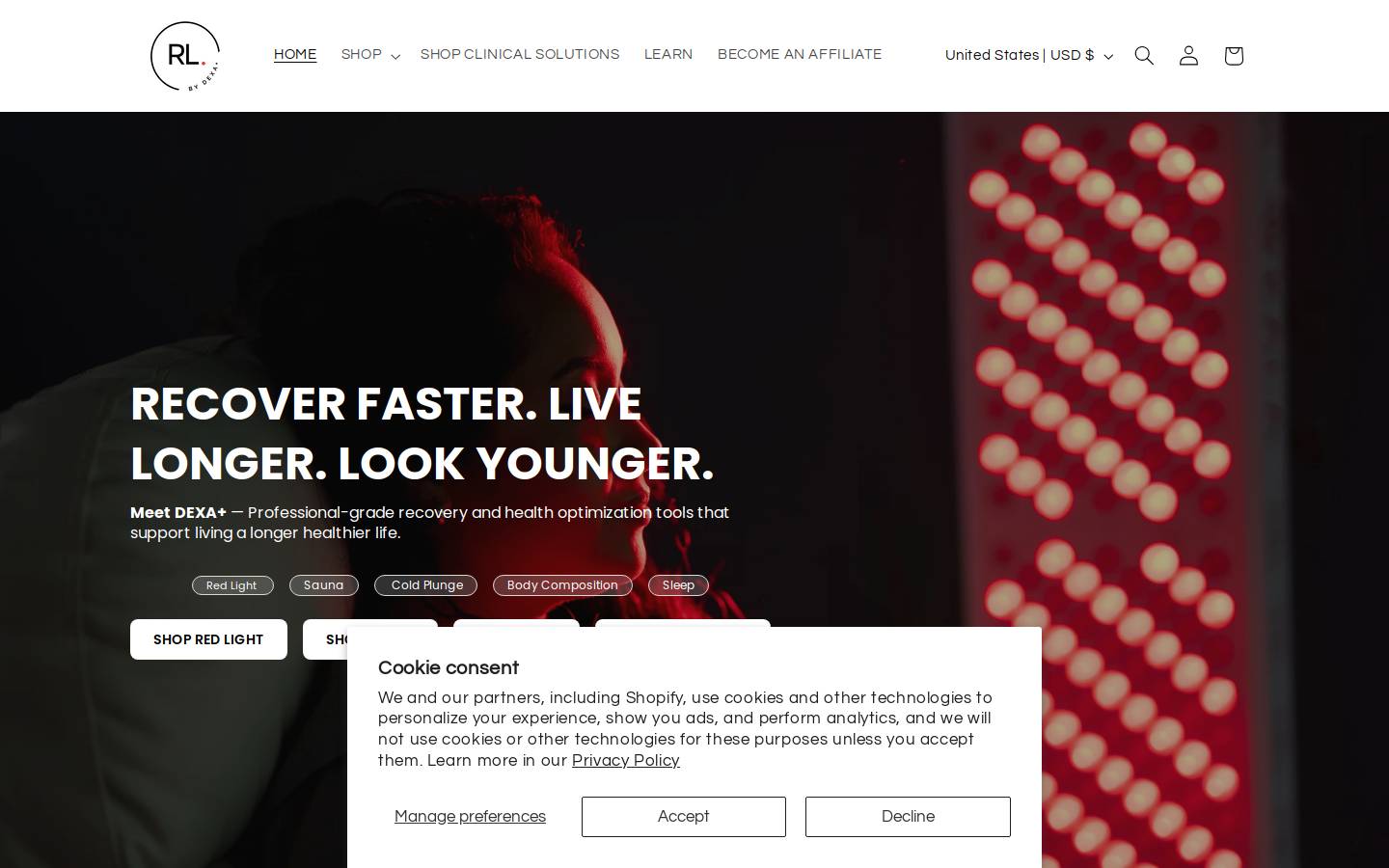 redlightbydexaplus.com homepage screenshot