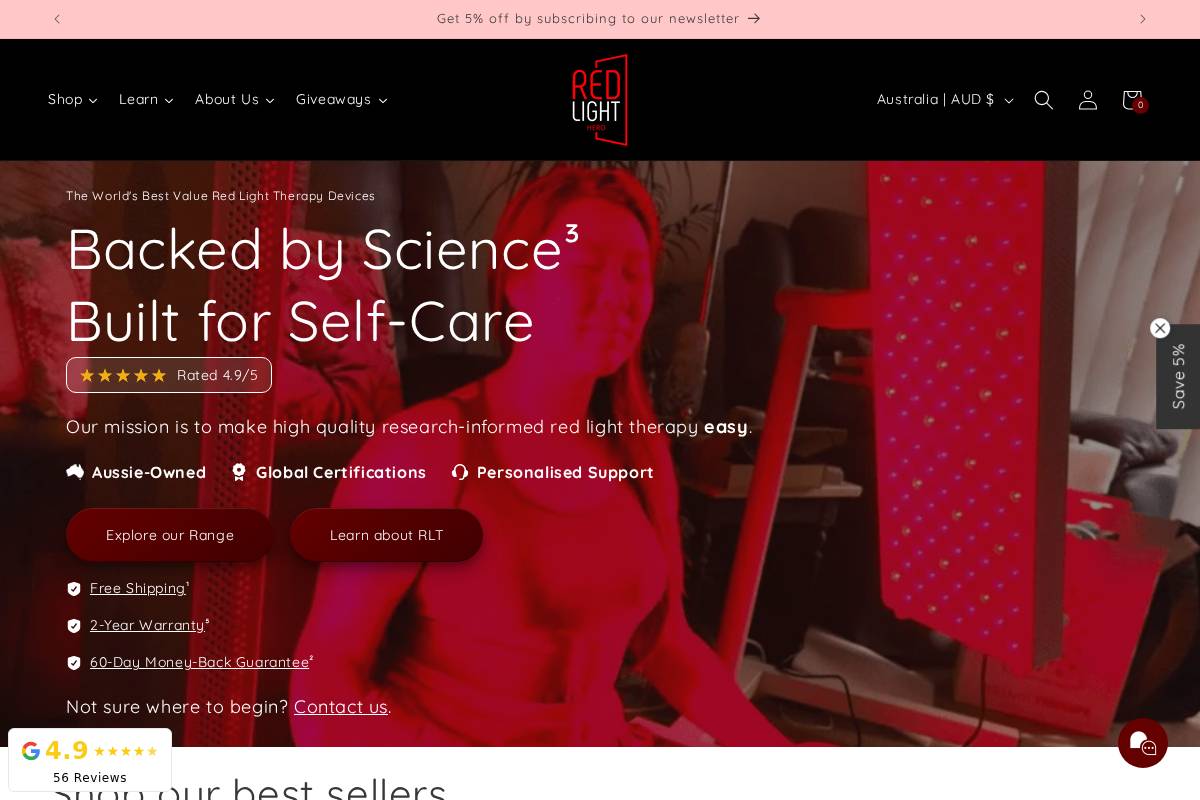 Redlighthero homepage screenshot