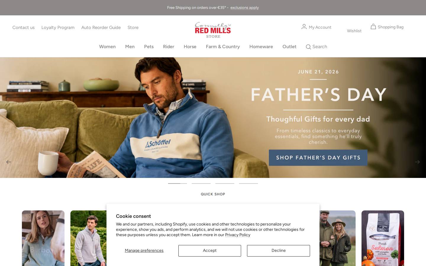 redmillsstore.ie homepage screenshot