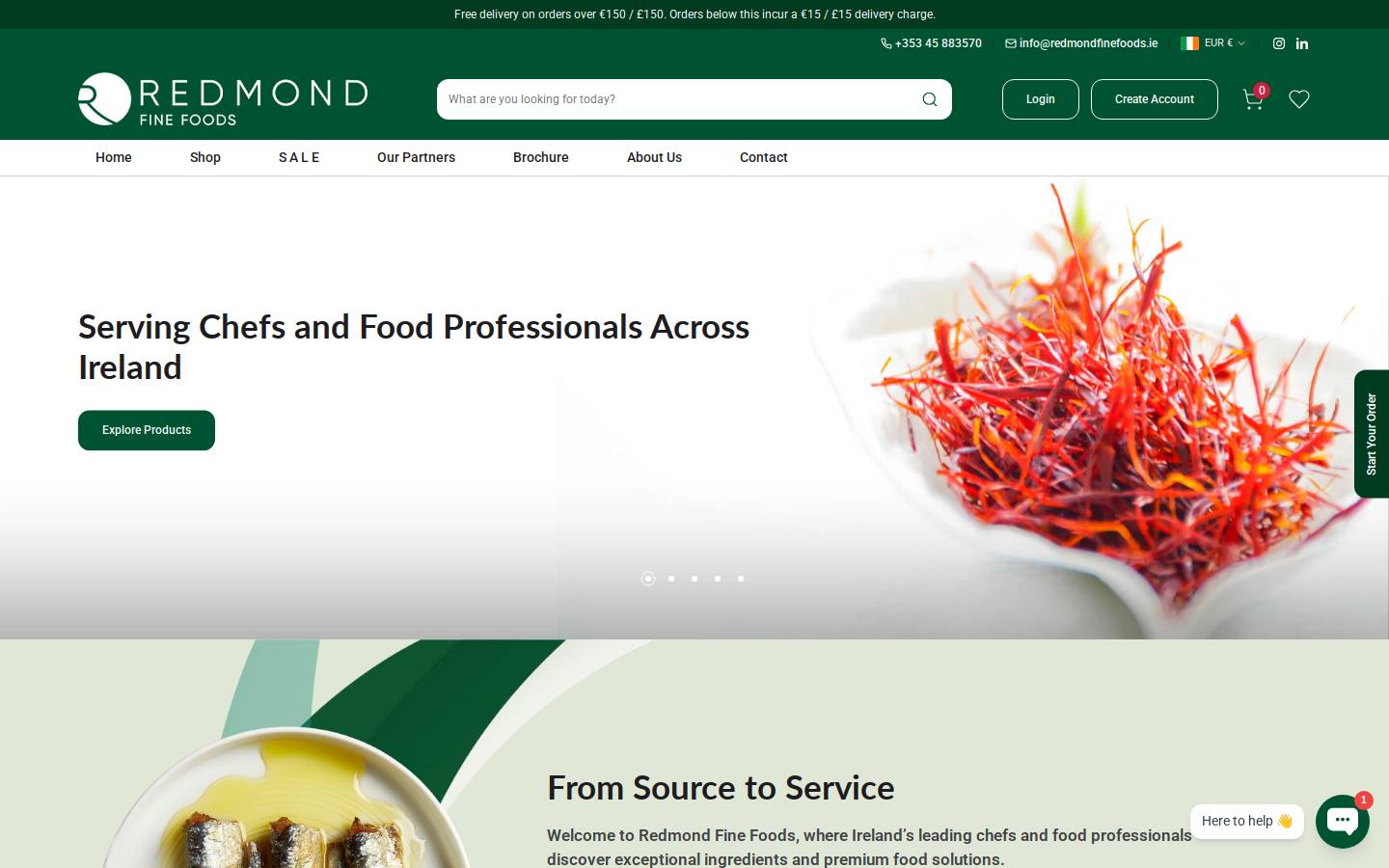redmondfinefoods.ie homepage screenshot