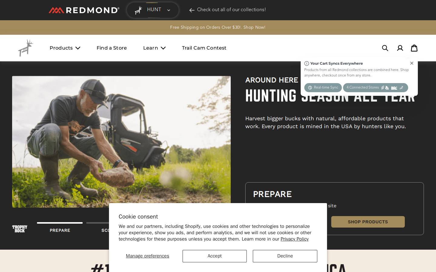redmondhunt.com homepage screenshot