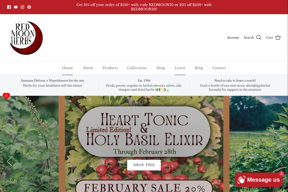 Red Moon Herbs homepage screenshot