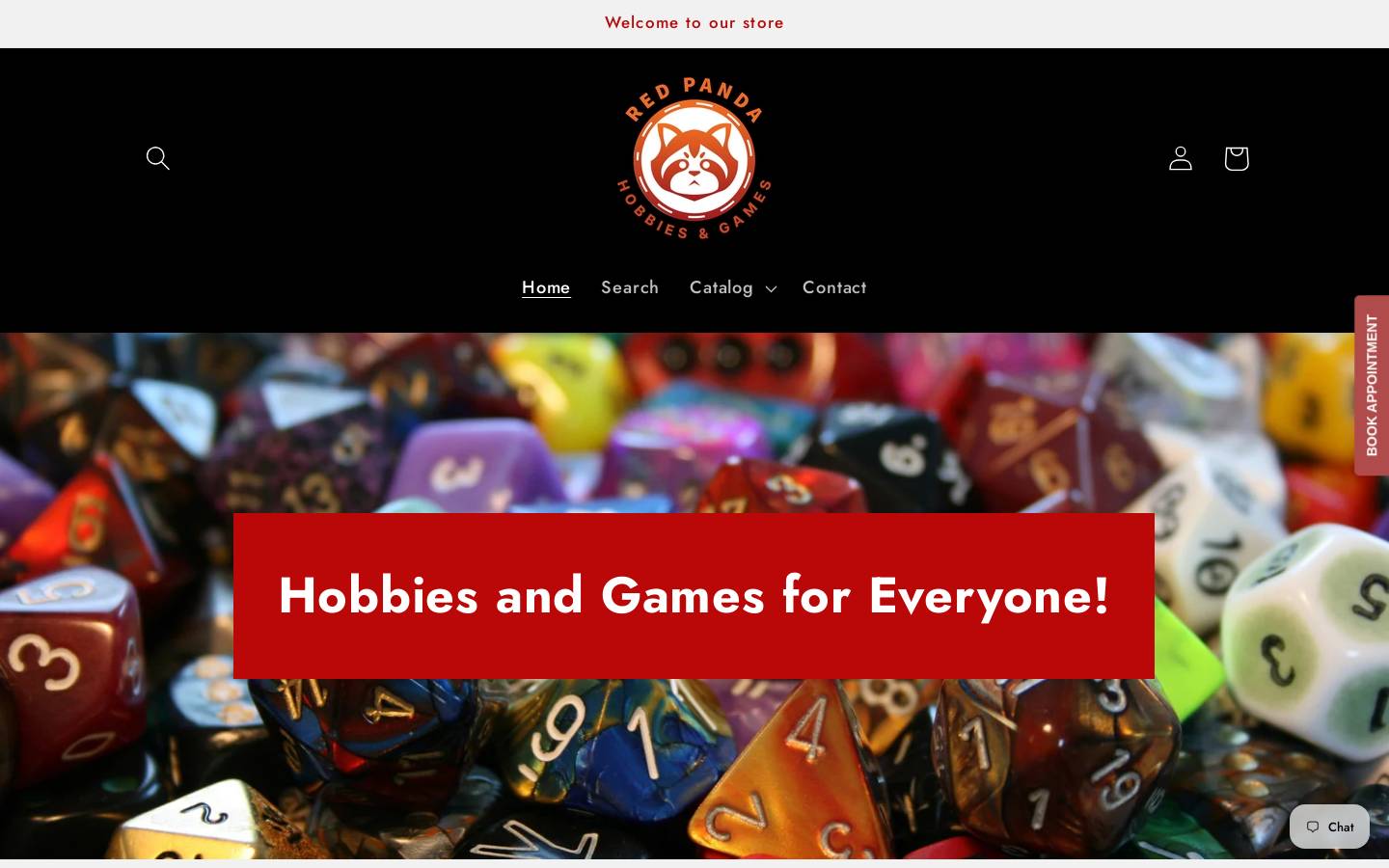 redpandahobbiesandgames.com homepage screenshot