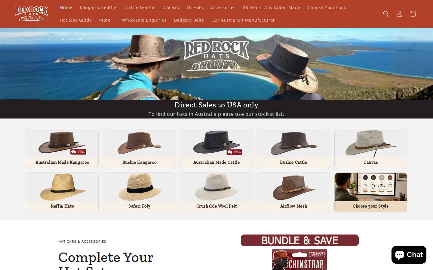 redrockhats.com homepage screenshot
