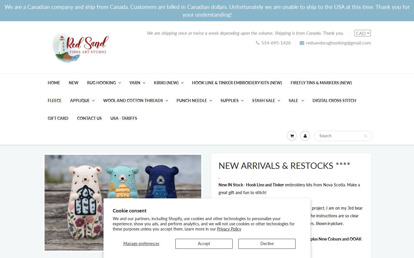 redsandsrughookingstudio.com homepage screenshot