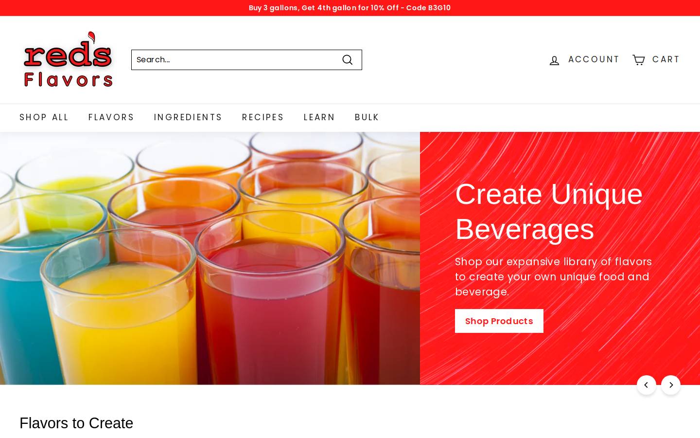 redsflavors.com homepage screenshot