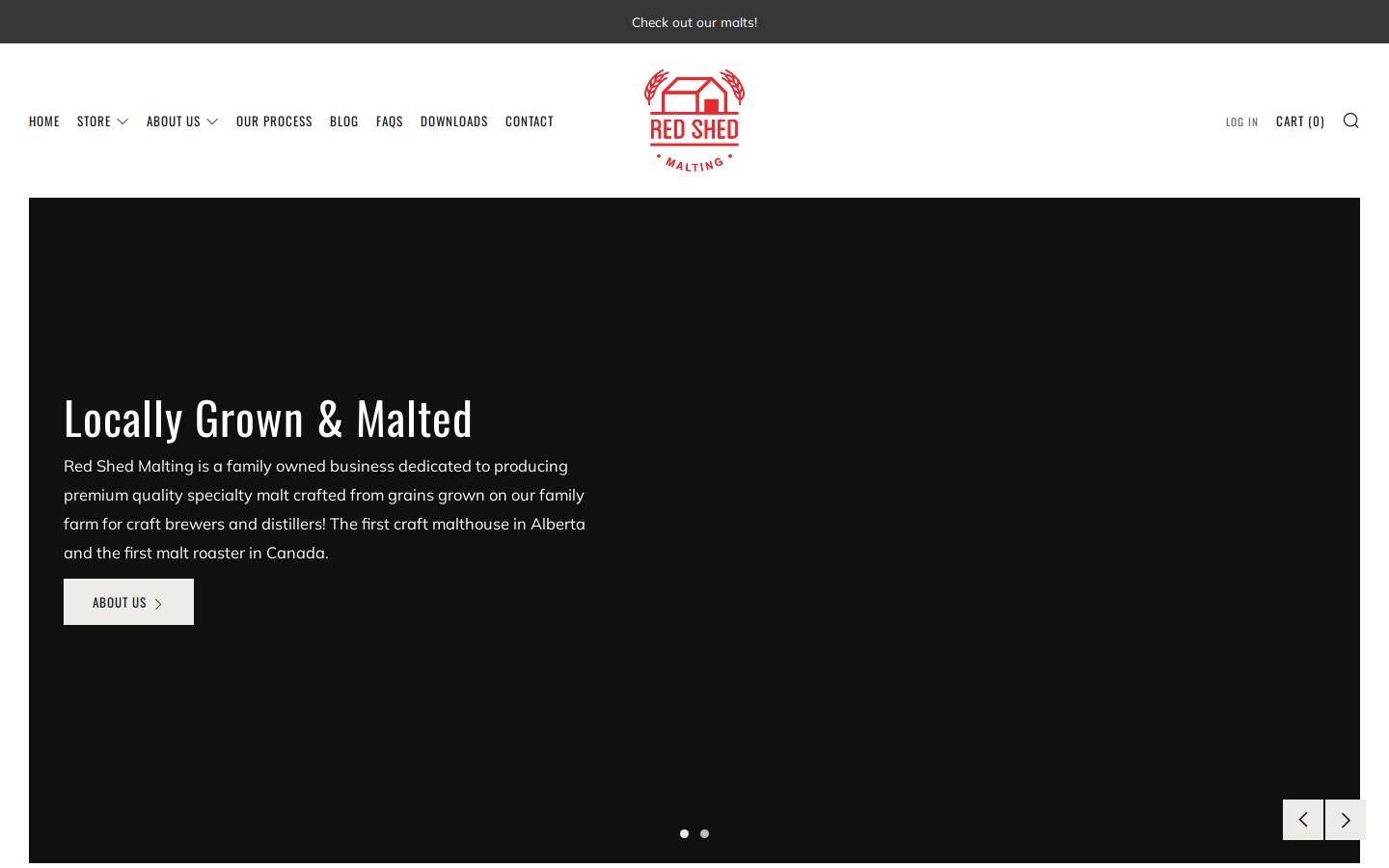 redshedmalting.ca homepage screenshot