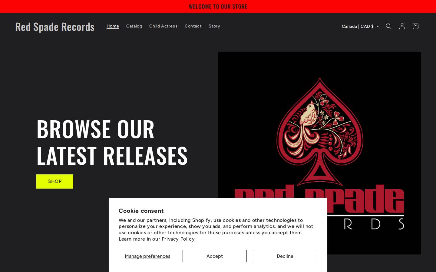 redspaderecords.com homepage screenshot