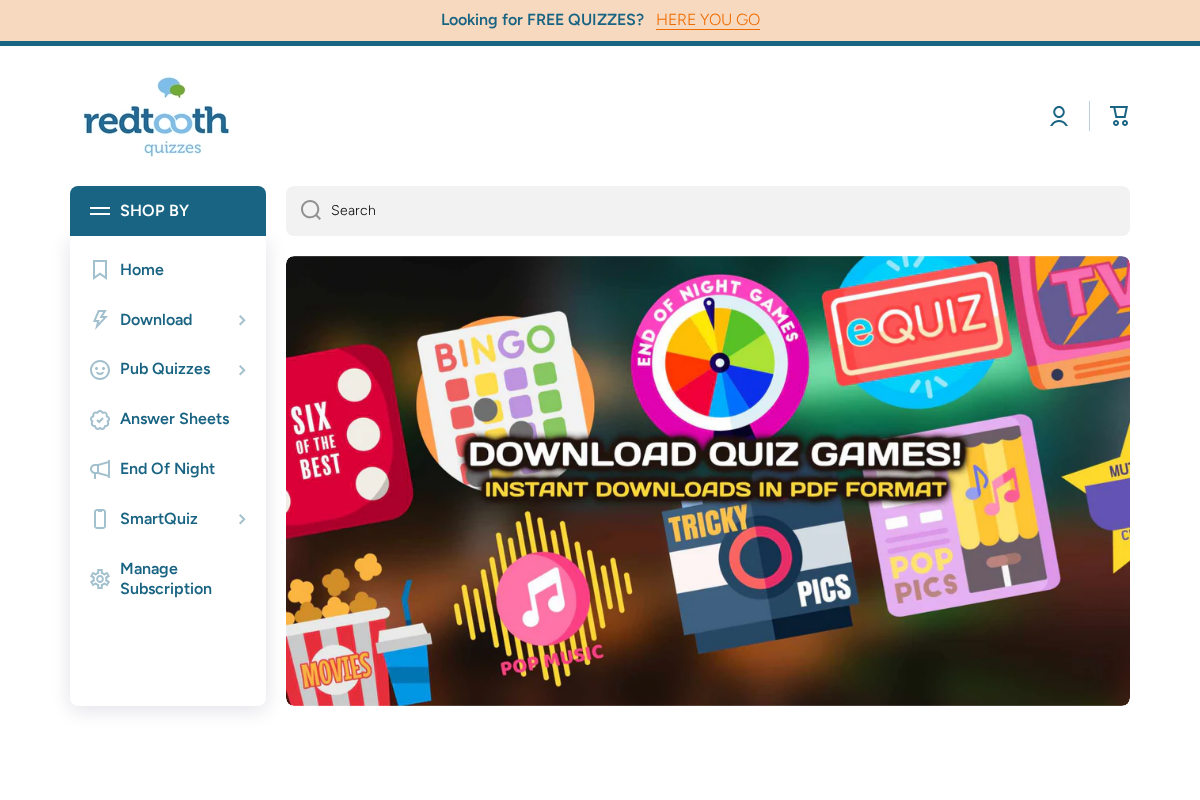 redtoothquiz.co.uk homepage screenshot