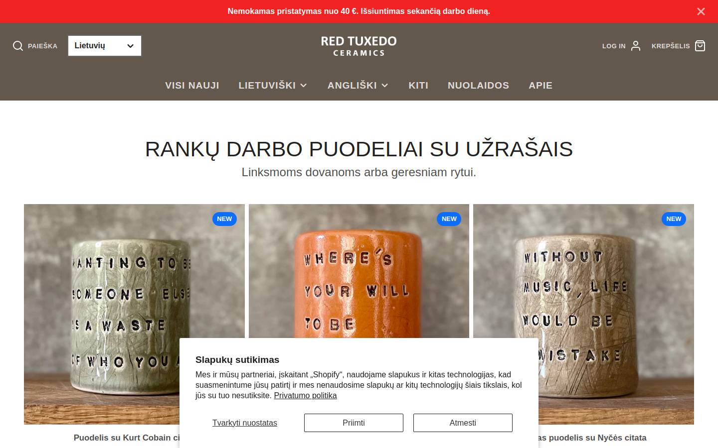 Red Tuxedo Ceramics homepage screenshot