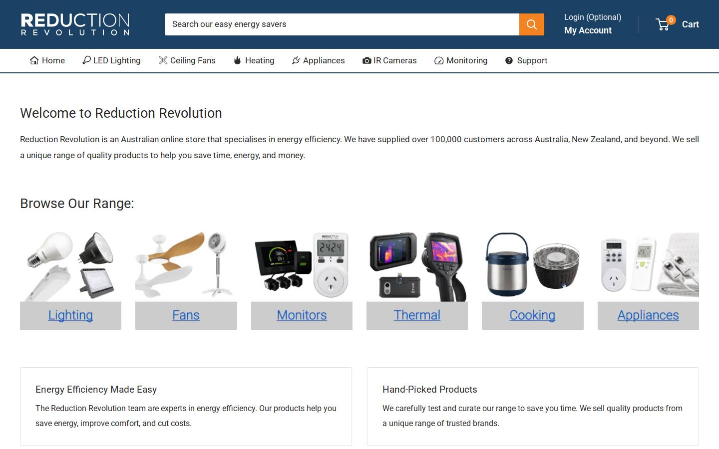 Reduction Revolution homepage screenshot