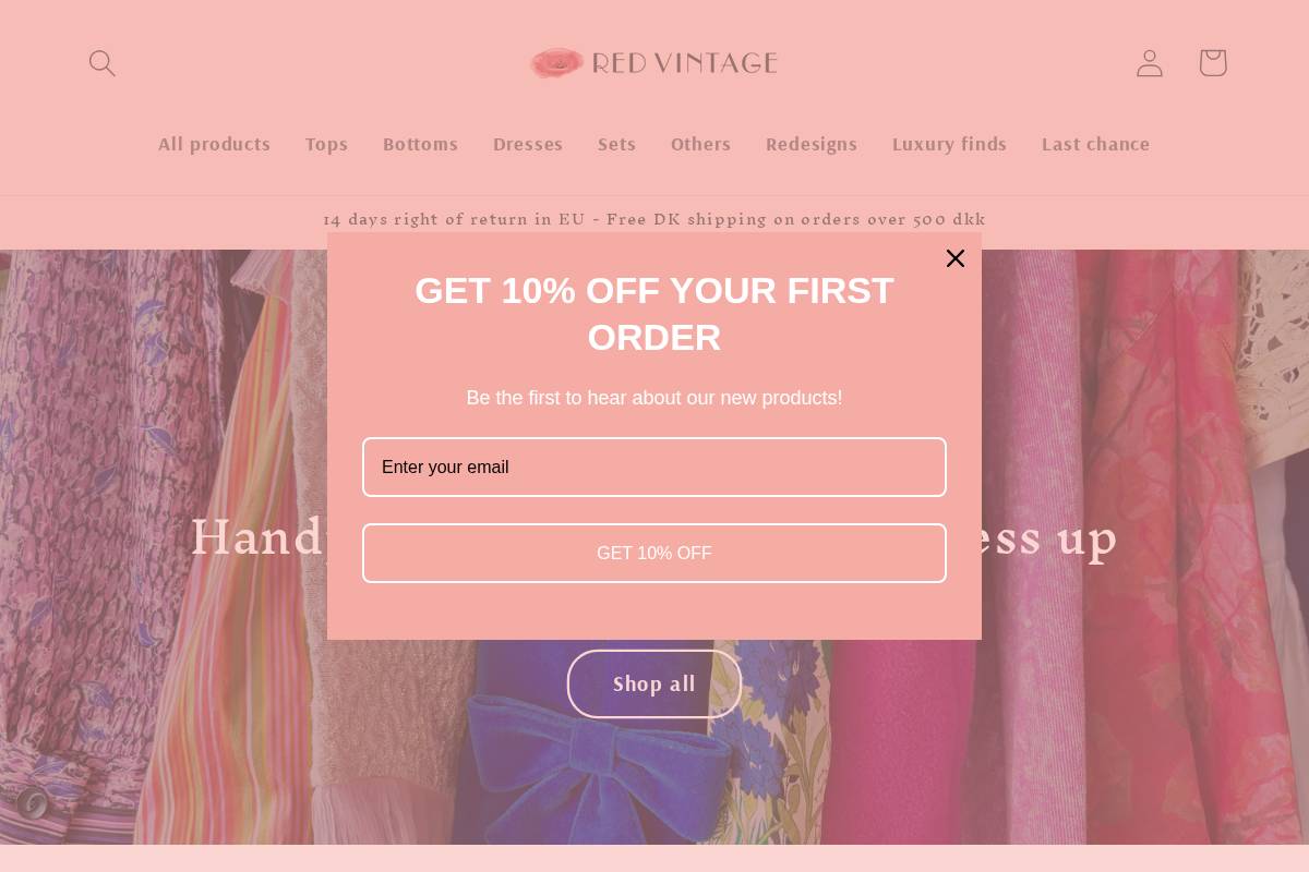 Redvintage homepage screenshot