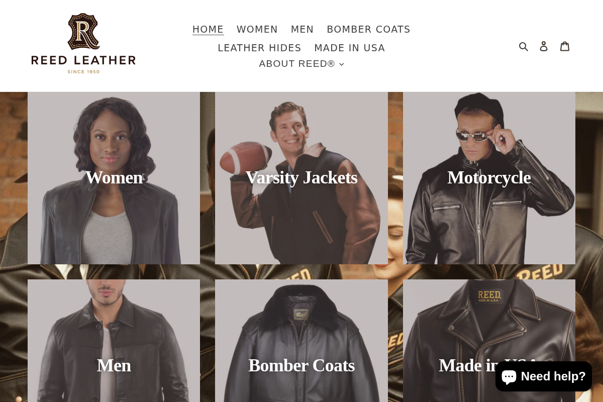 Reed® Leather Jackets homepage screenshot
