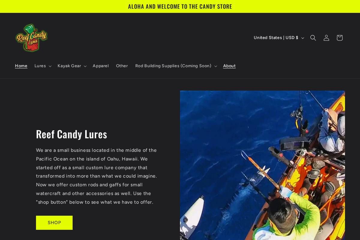 reefcandylures.com homepage screenshot