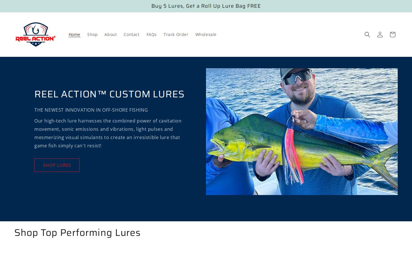 reelactionlures.com homepage screenshot