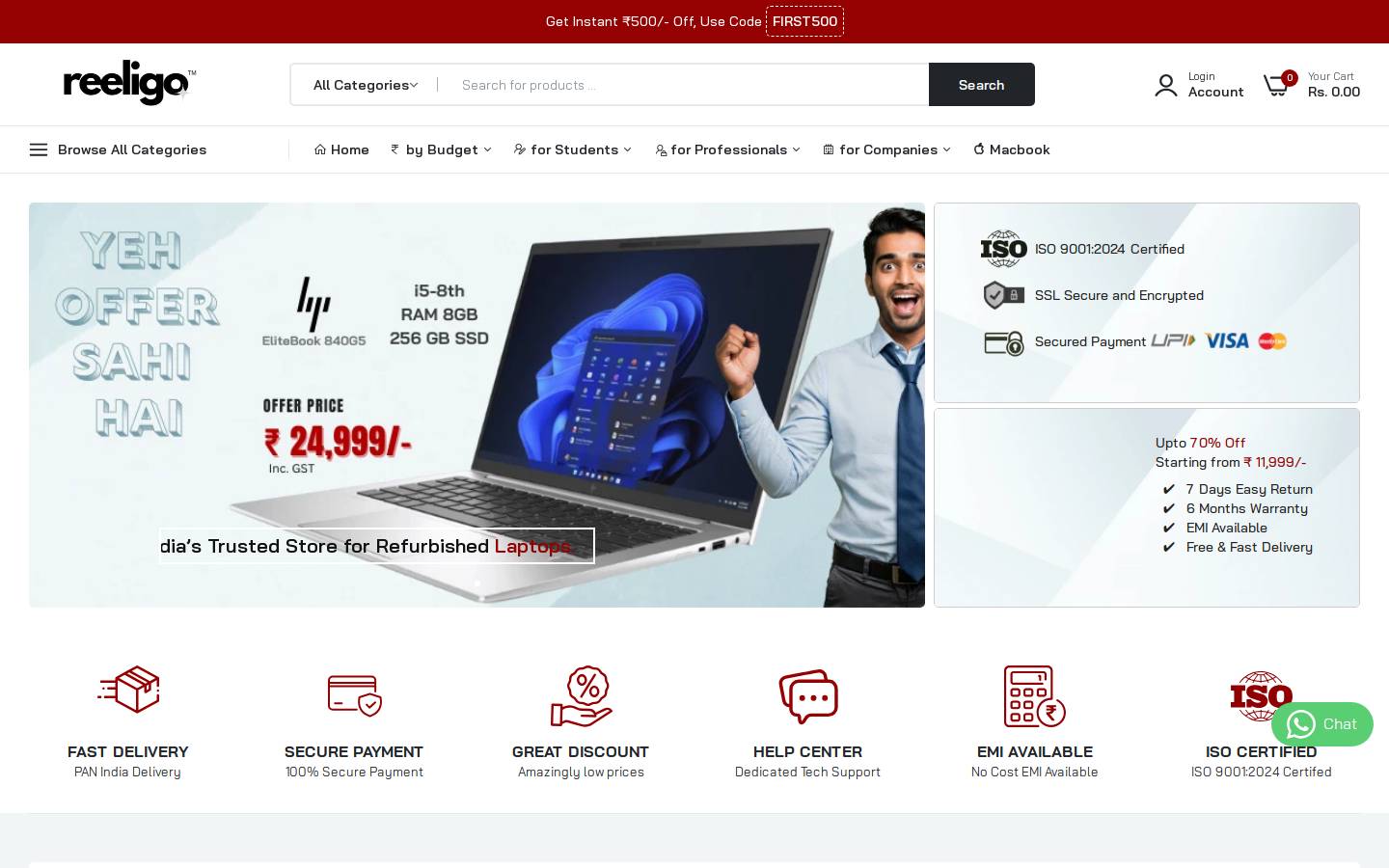 Reeligo homepage screenshot