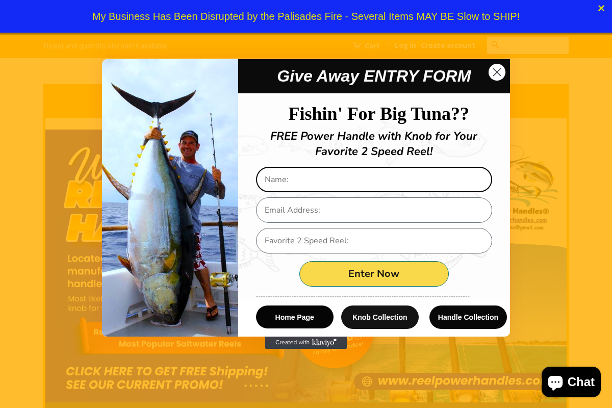 Reel Power Handles homepage screenshot