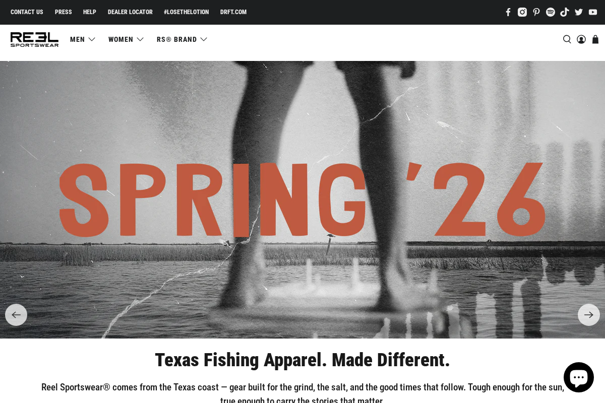 reelsportswear.com homepage screenshot