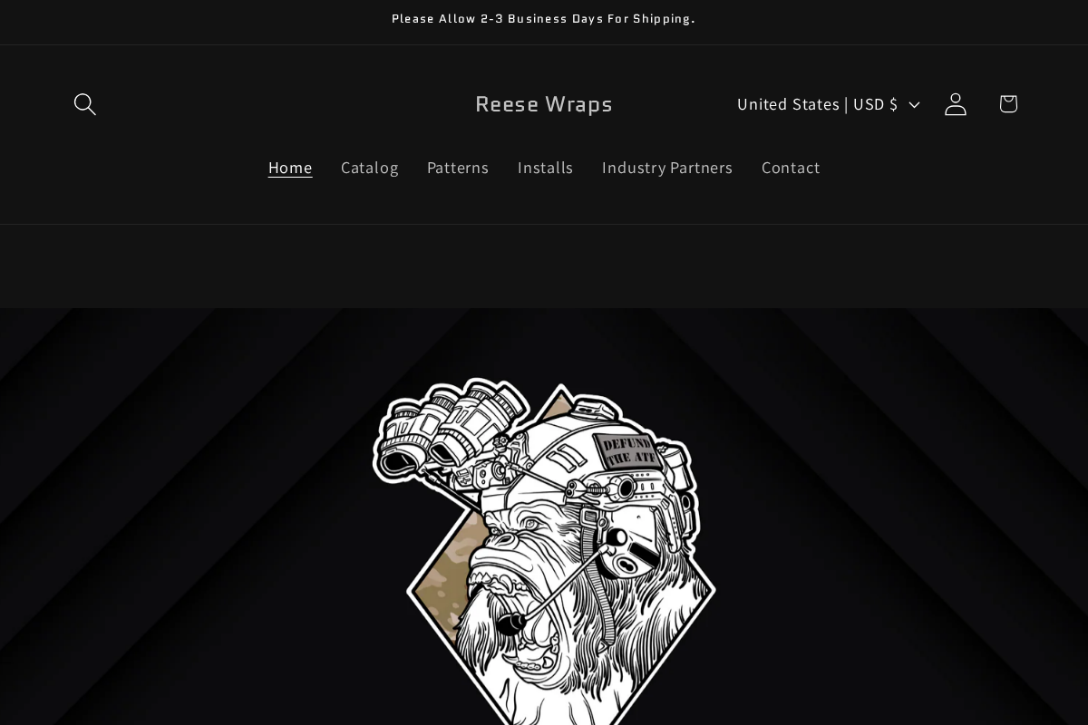 Reese Wraps homepage screenshot