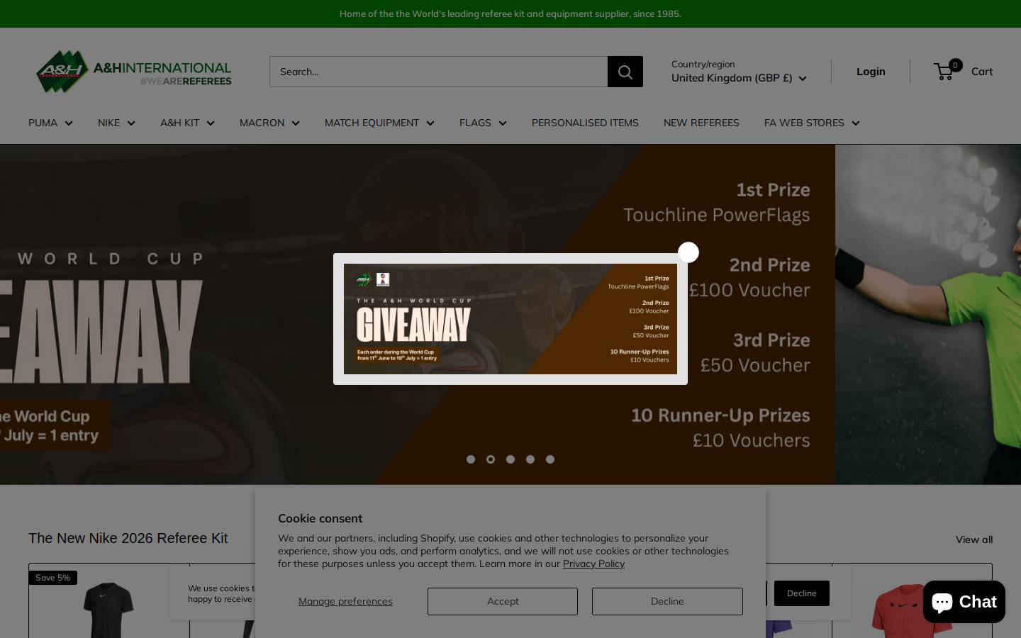 A&H International homepage screenshot