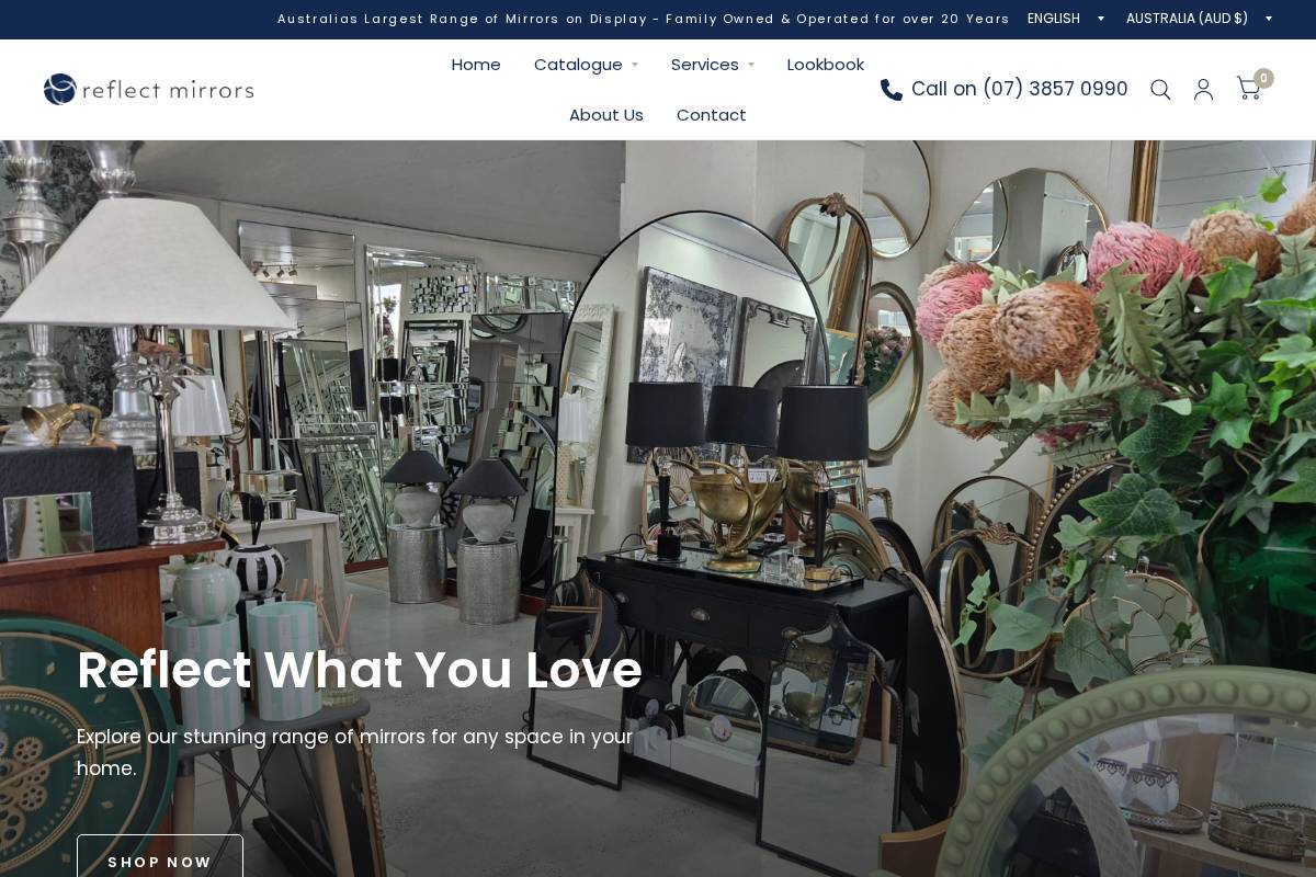 reflectmirrors.com.au homepage screenshot