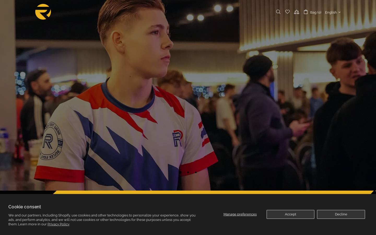 Reflex Fightwear homepage screenshot