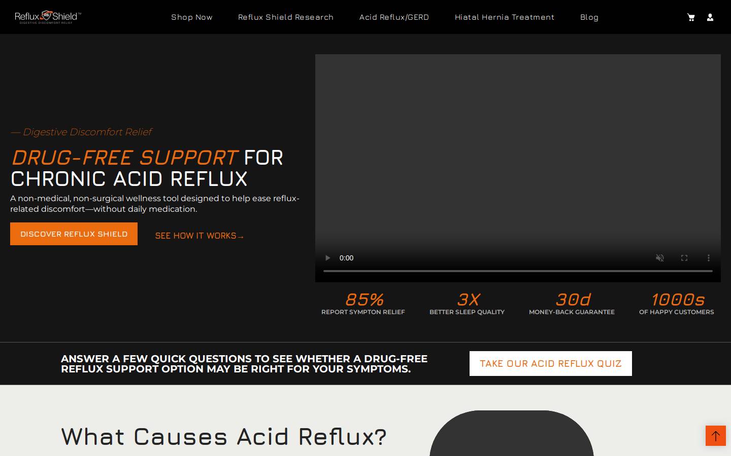 refluxshield.com homepage screenshot